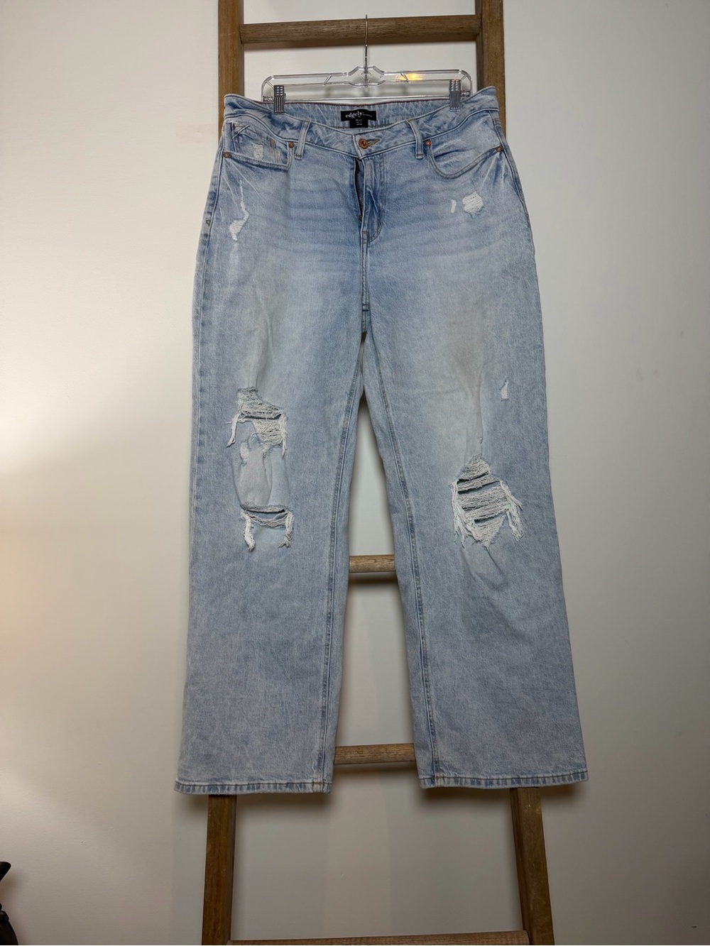 edge by Maurice’s Light Blue Distressed Wide Leg High Rise Jeans